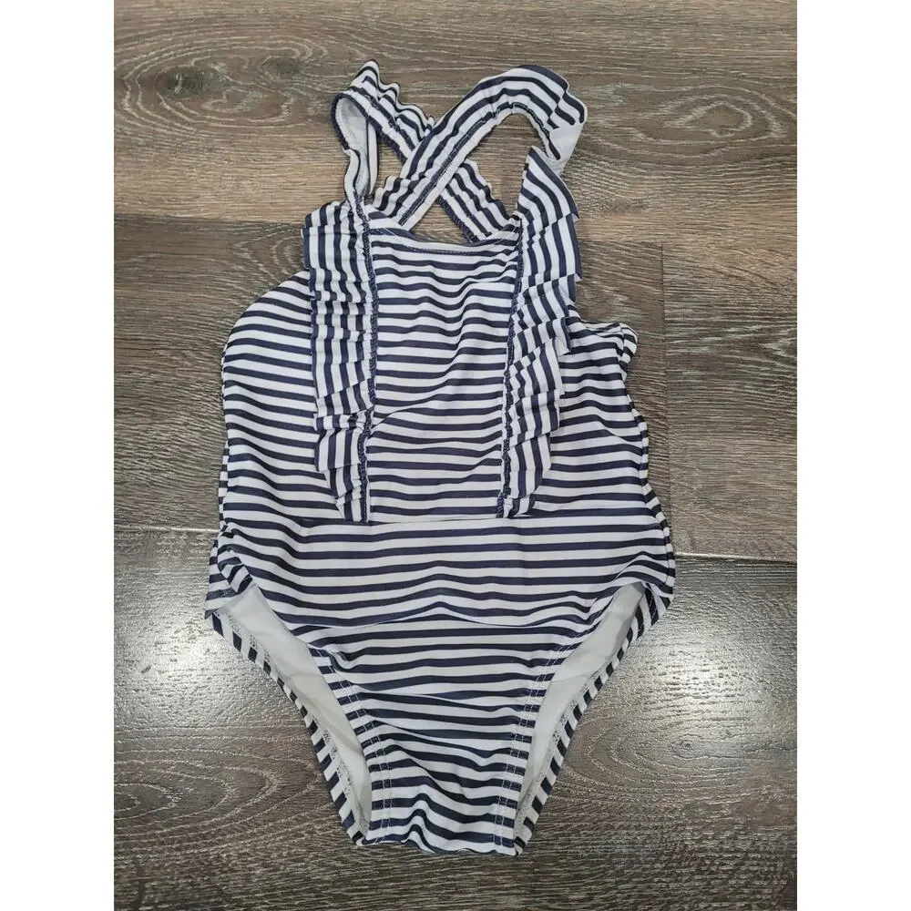 Baby Gap Striped Toddler Girl One Piece Navy‎ Swimsuit size 3 #6